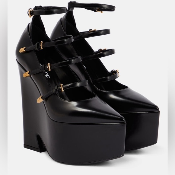 Versace Shoes - Versace Aevitas Pointy Leather Platform Pumps 38.5 MSRP 1575$